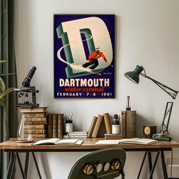 Dartmouth Winter Carnival 1941 Skier Sports Poster PosterGoat