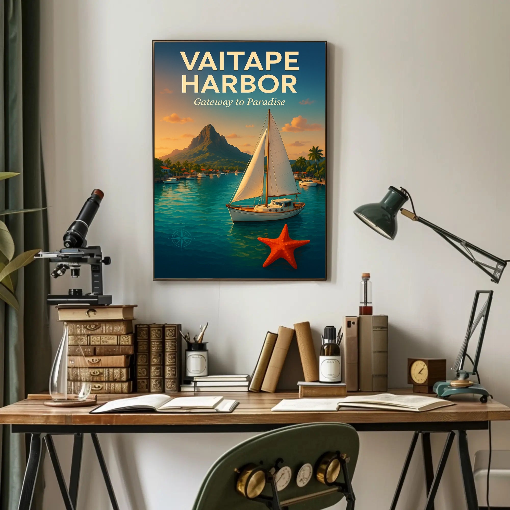 Vaitape Harbor Tropical Escape Travel Poster PosterGoat