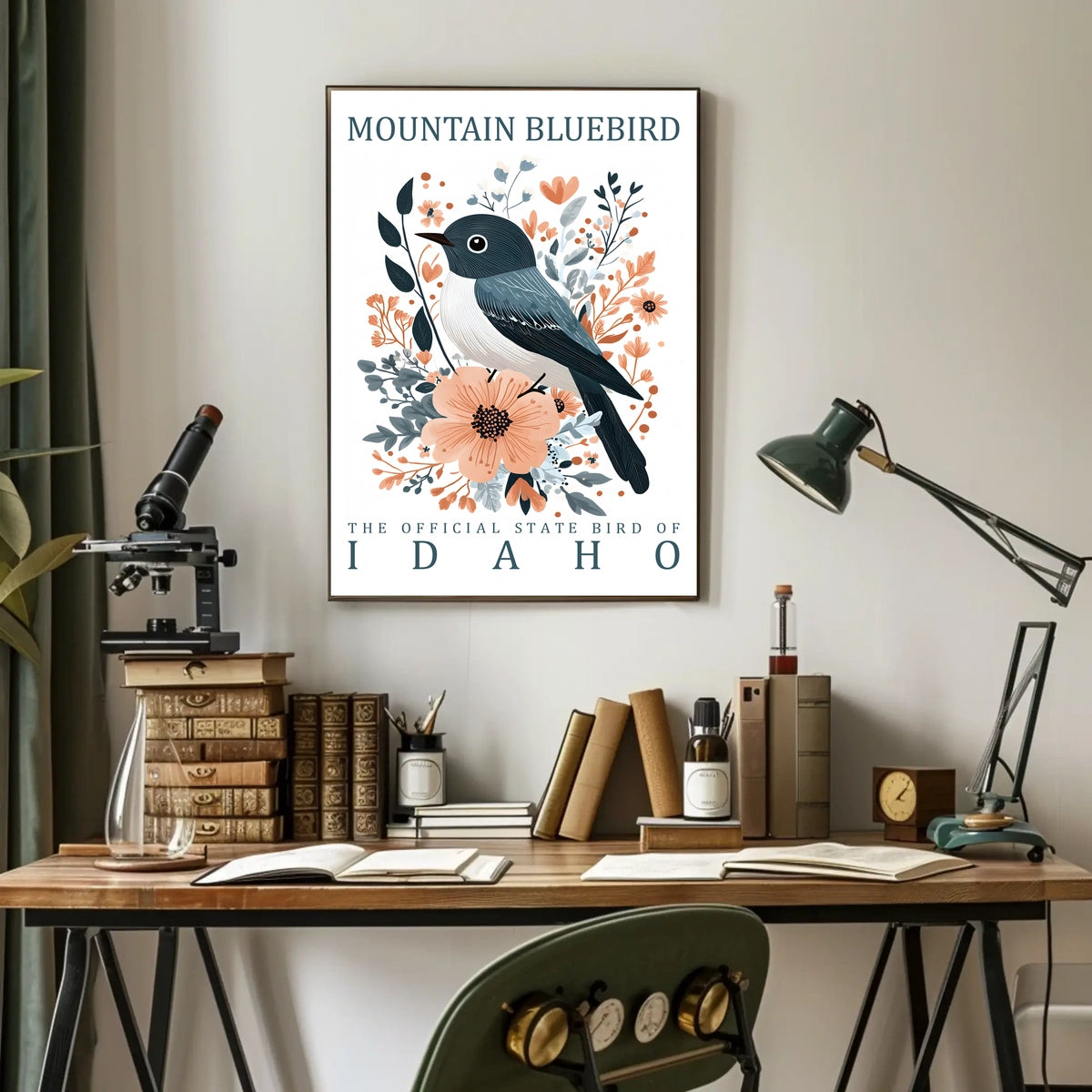 Mountain Bluebird Idaho State Bird Art Poster