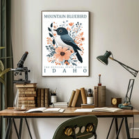 Mountain Bluebird Idaho State Bird Art Poster