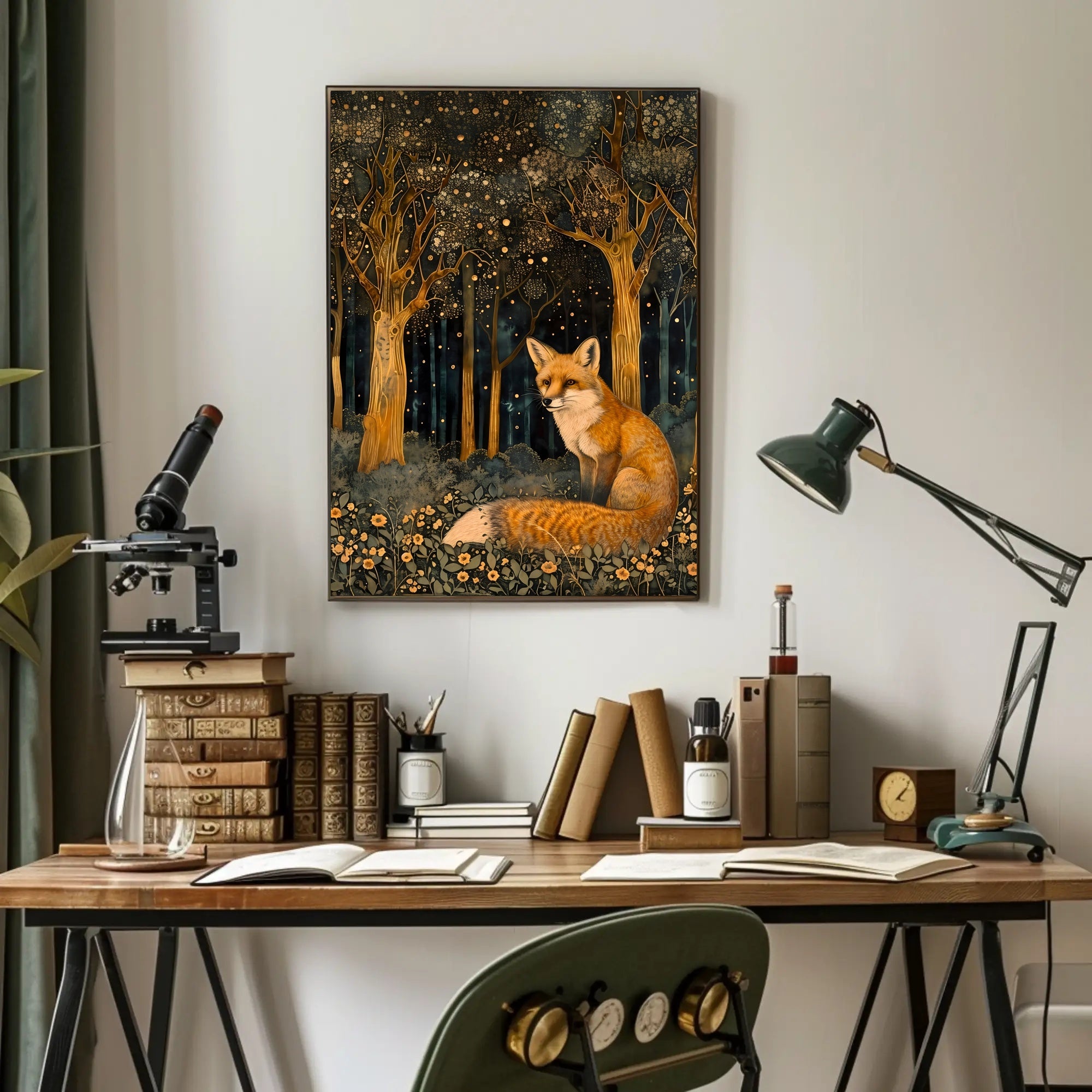 Whimsical Fox in Enchanted Forest Fantasy or Mythology Poster