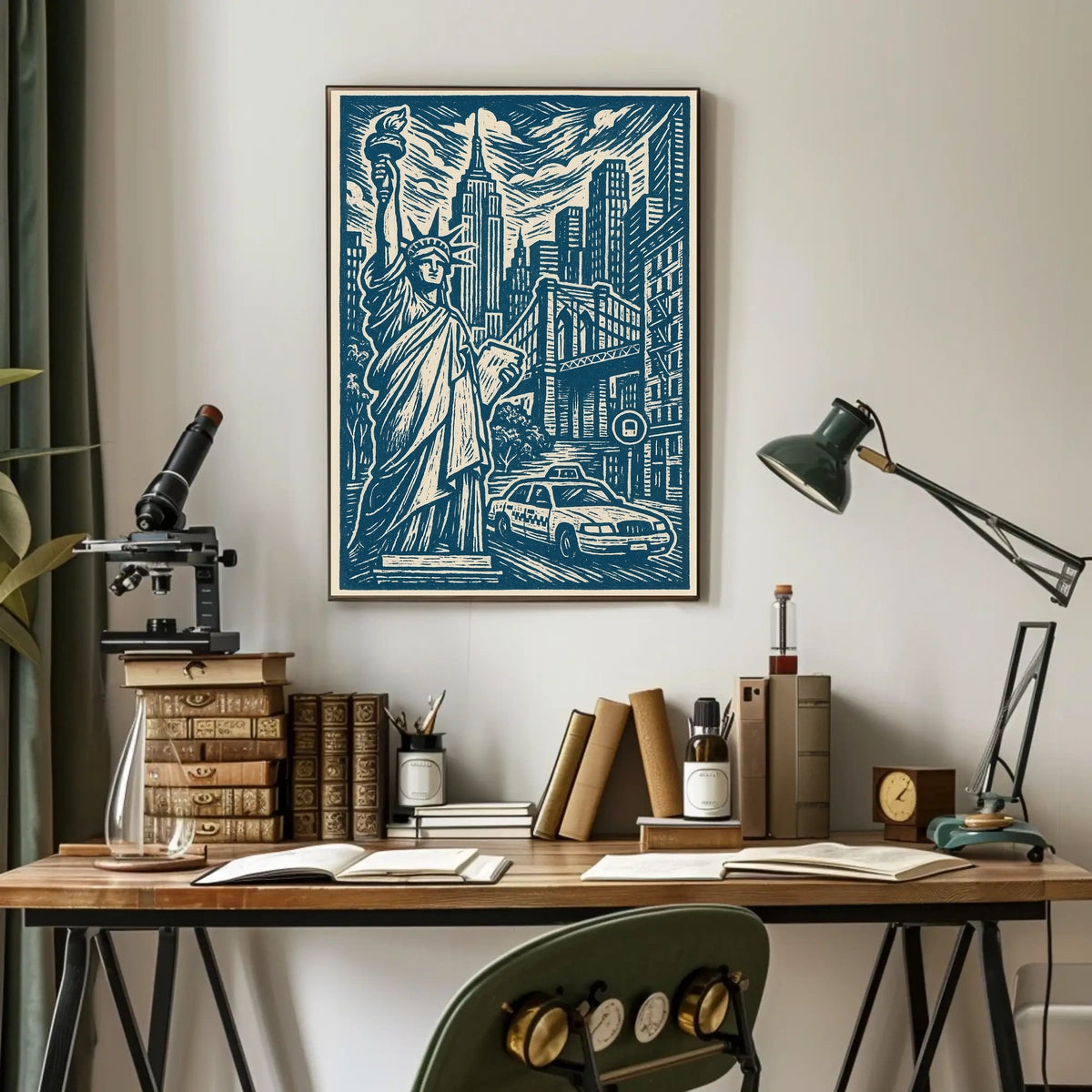 New York City Urban Landscape Poster Vintage Wall Art