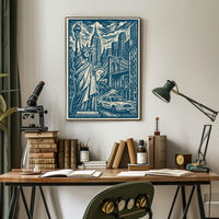 New York City Urban Landscape Poster Vintage Wall Art