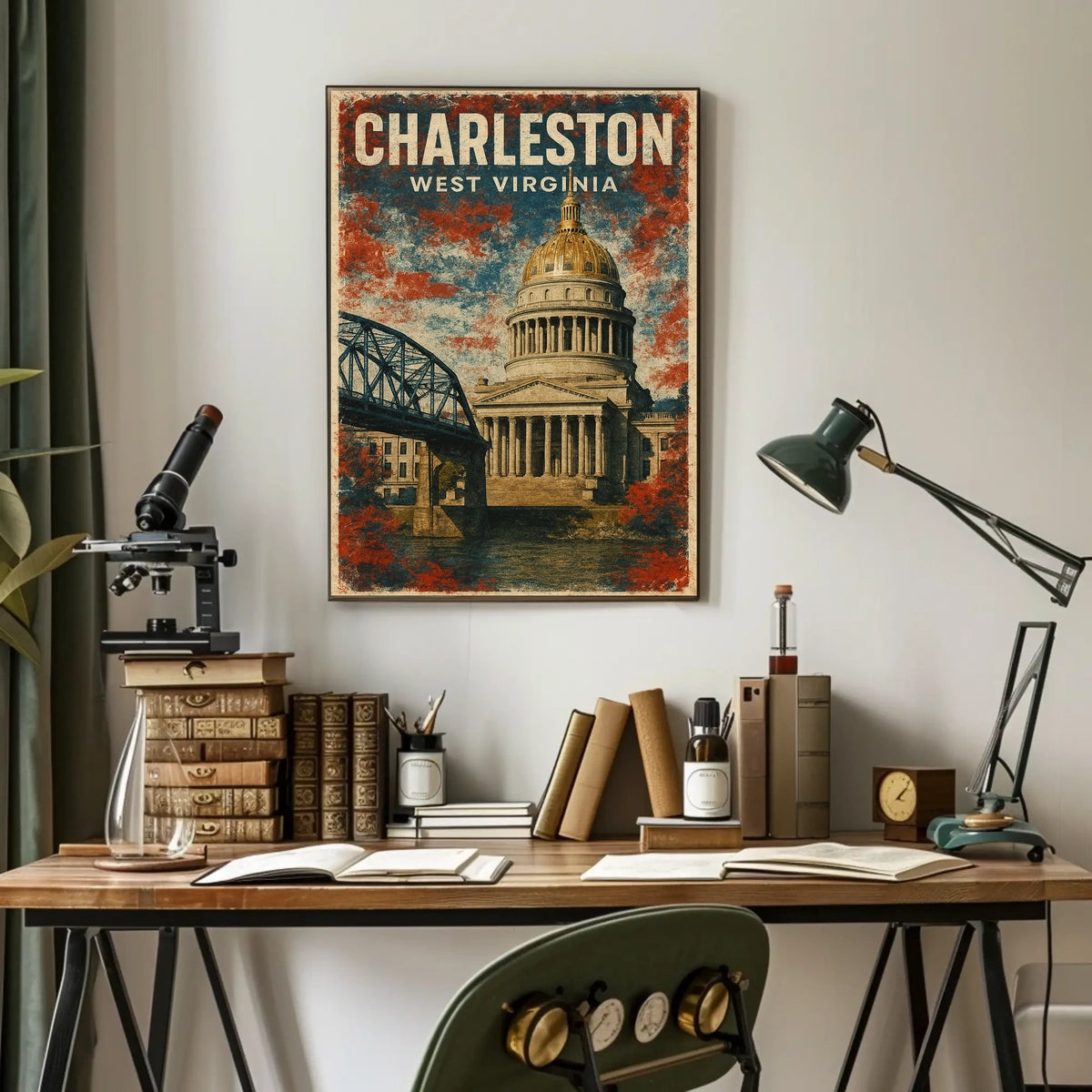 Charleston WV Skyline Wanderlust Minimalist Poster