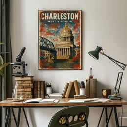 Charleston WV Skyline Wanderlust Minimalist Poster