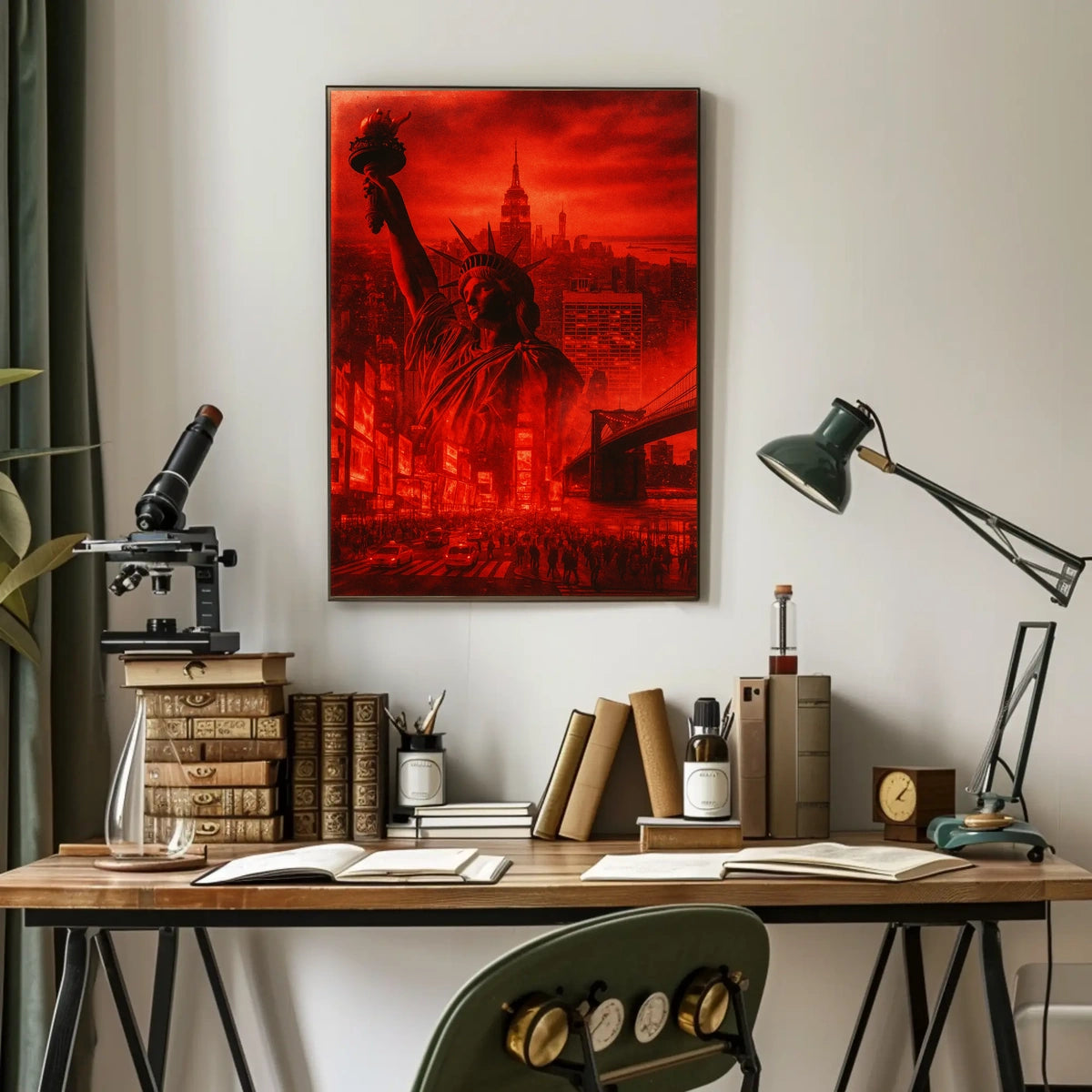 New York City Poster Abstract Dystopian Skyline Wall Art