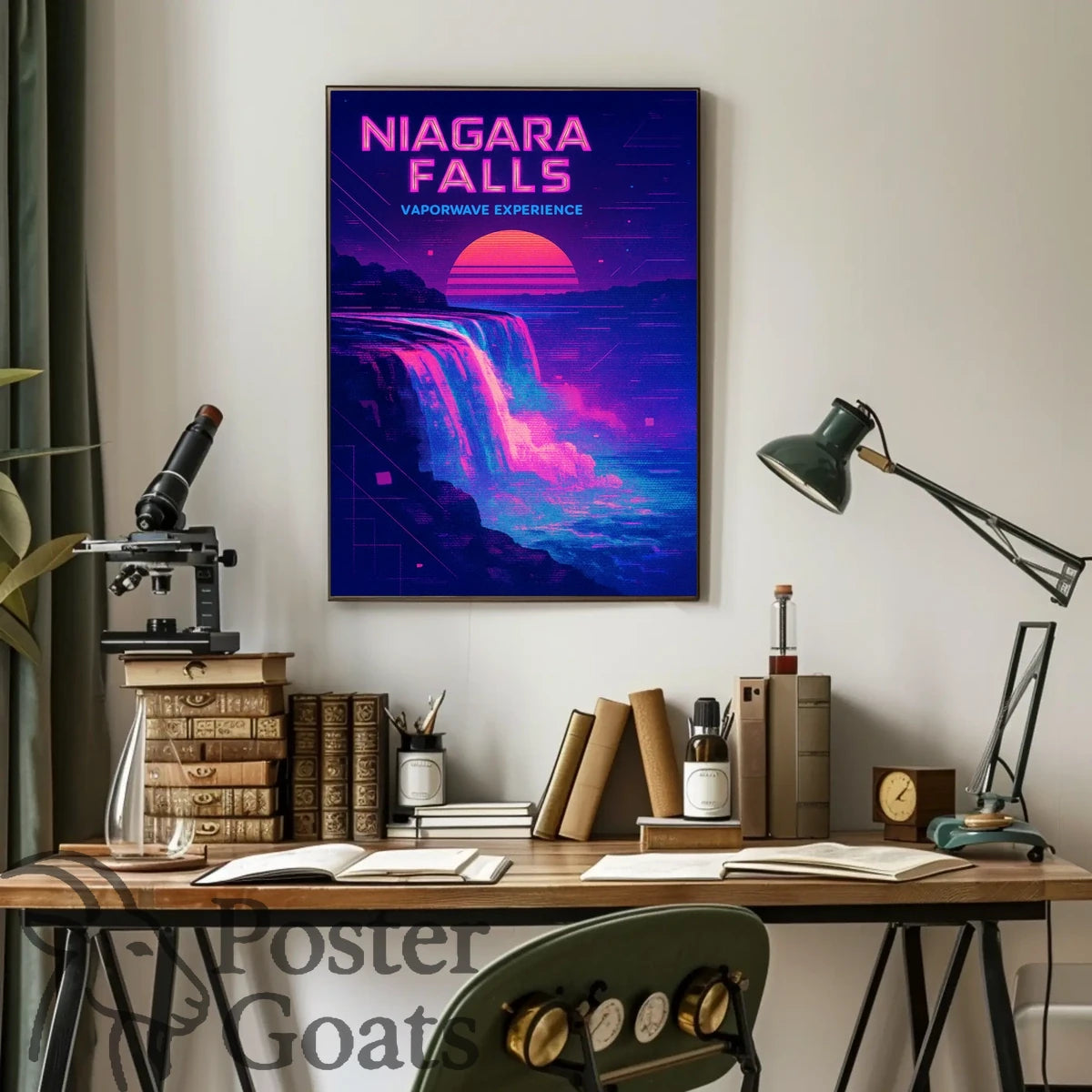 Niagara Falls Vaporwave Retro-futuristic Artistic Poster