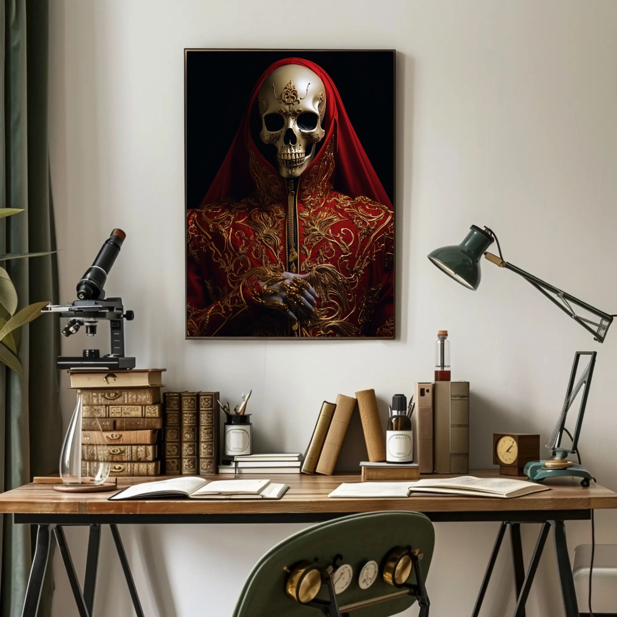 Regal Elegance In Red And Gold Poster PosterGoat