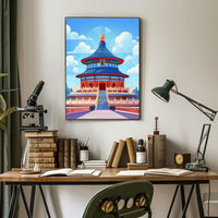 Temple of Heaven Vibrant Illustration Art Poster