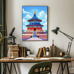 Temple of Heaven Vibrant Illustration Art Poster