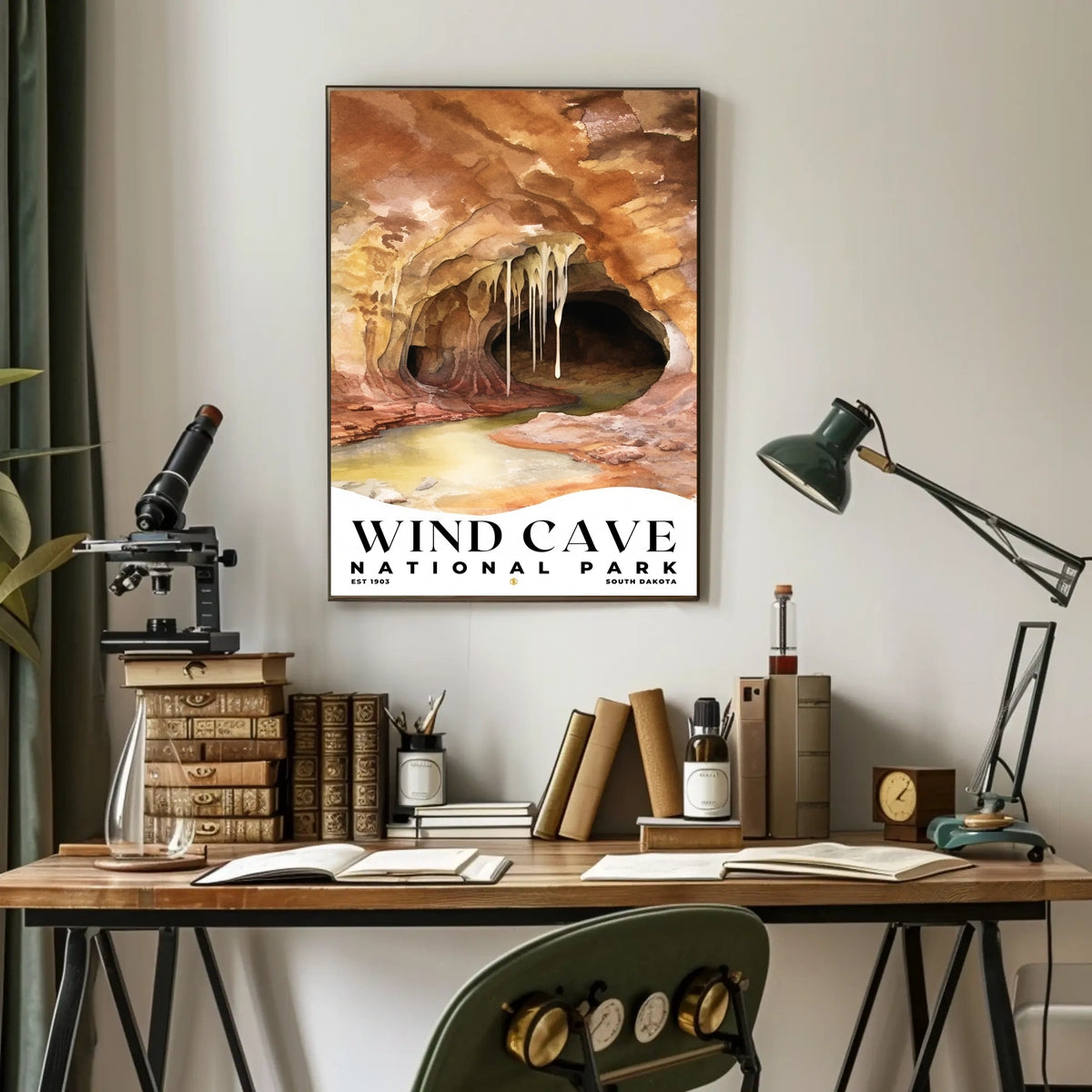 Wind Cave Watercolor Wall Art Poster