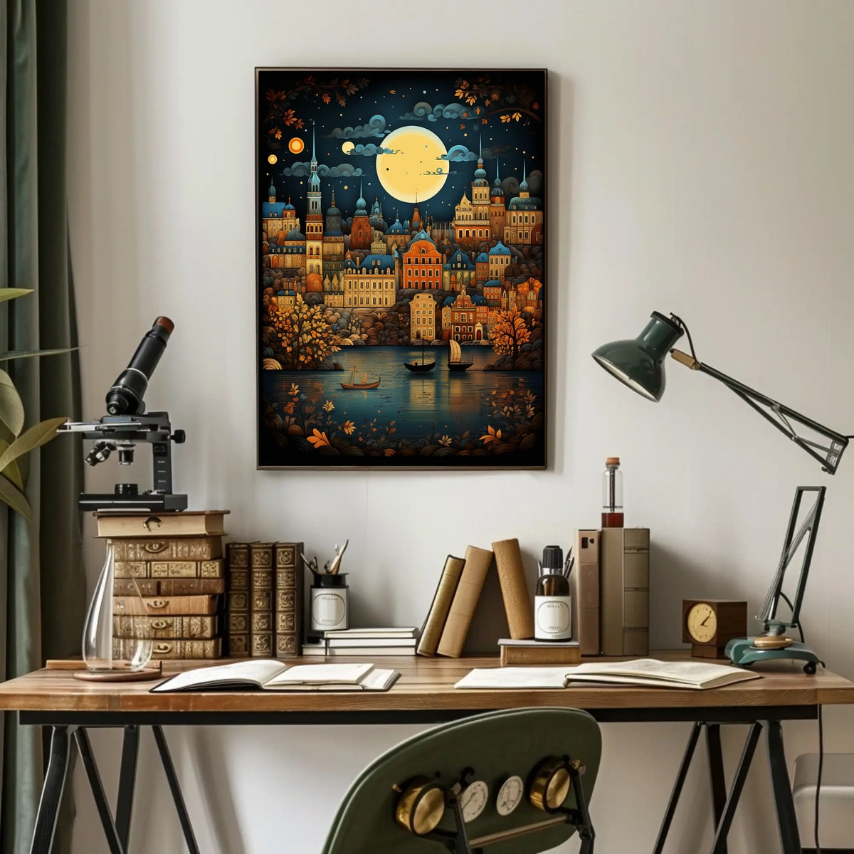 European Charm in Old-World Cityscape Fantasy Travel Poster