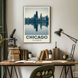 Chicago Skyline Reflection Poster