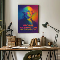 George Washington 1st President of the United States Neon Gradient Overlay Poster