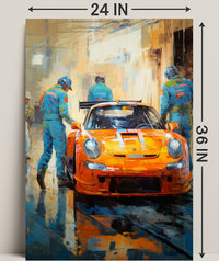 Racing Team In Action Poster PosterGoat