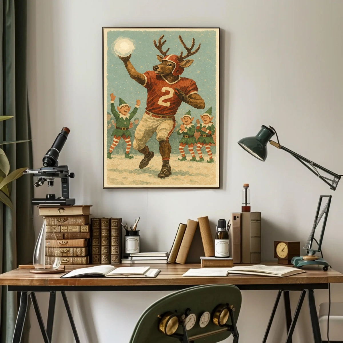 Reindeer Quarterback In Holiday Game Poster