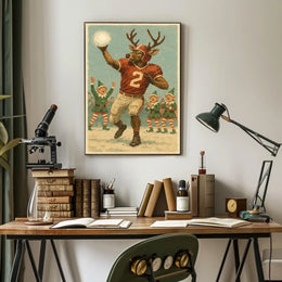 Reindeer Quarterback In Holiday Game Poster