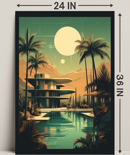 Retro-Futuristic Oasis Retro Poster PosterGoat