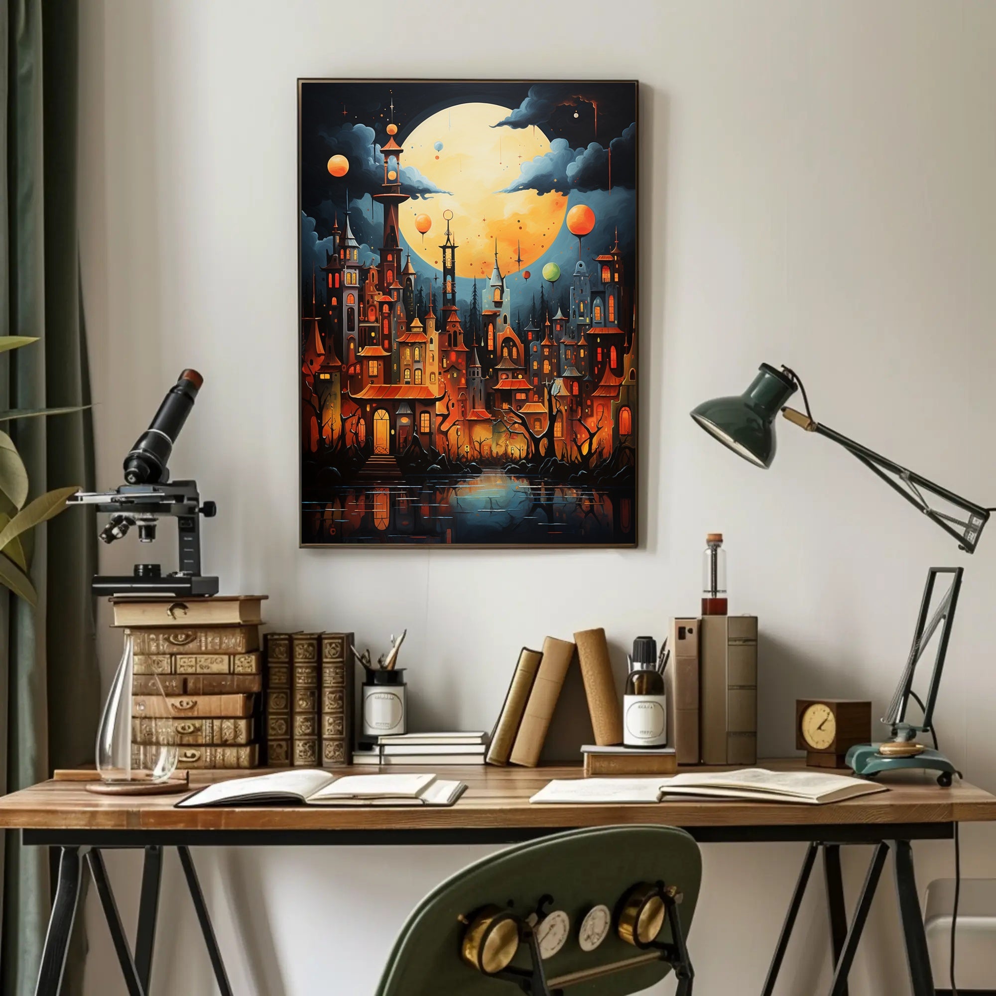 Enchanted Moonlit Cityscape Poster