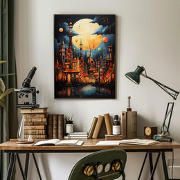 Enchanted Moonlit Cityscape Poster