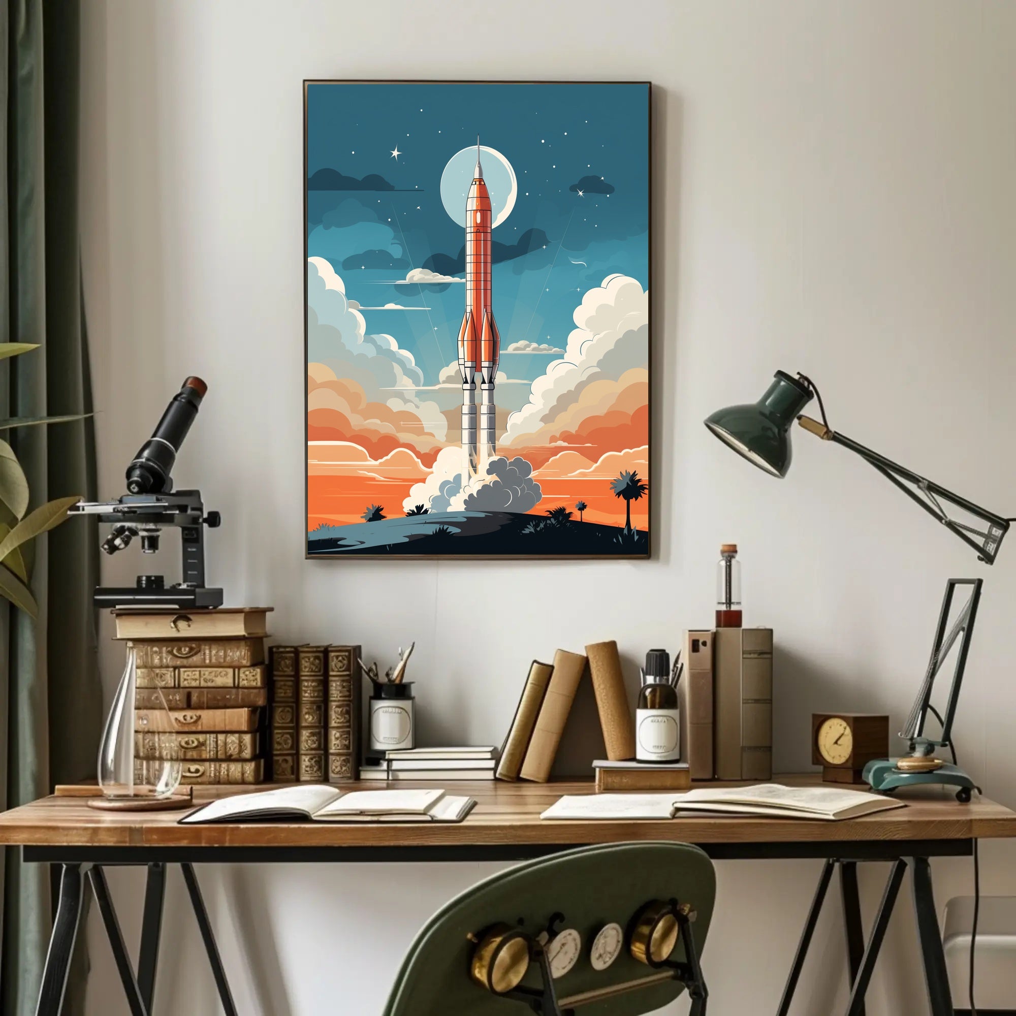 Rocket Launch At Dusk Poster