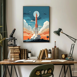 Rocket Launch At Dusk Poster