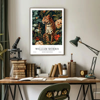 Leopard in 19th-Century Botanical Style: Artistic Poster