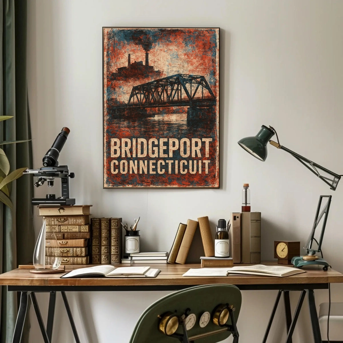 Bridgeport Skyline Connecticut Harbor View Urban Cityscape Photography Realism Coastal Timeless Heritage Poster