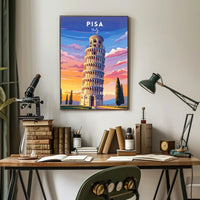 Leaning Tower of Pisa Scenic Art Travel Poster