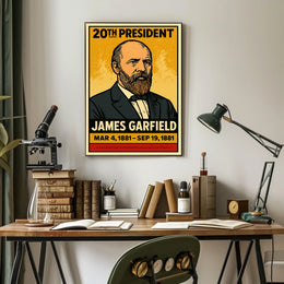 James A. Garfield 20th President of the United States Inked Comic Style Poster
