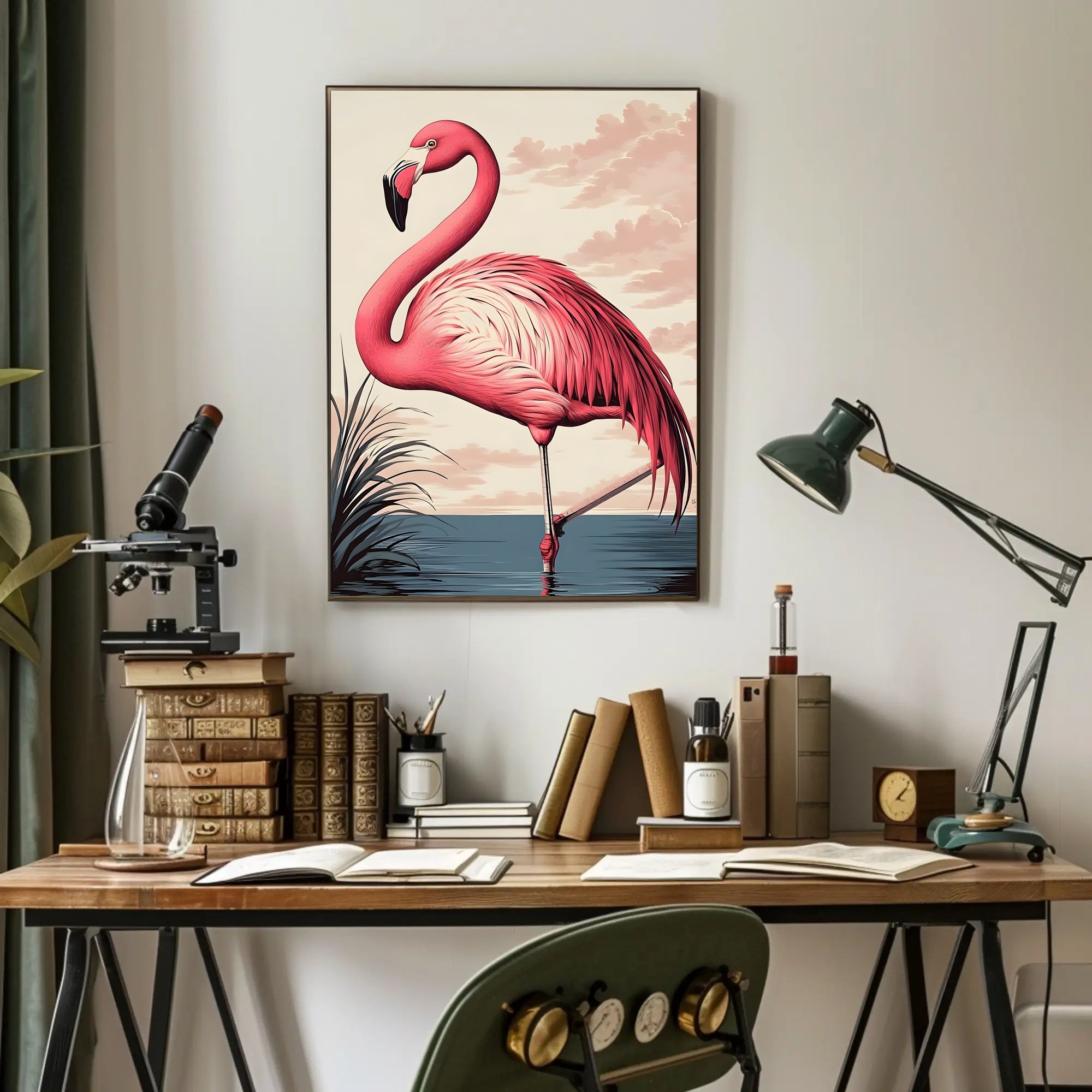 Flamingo Poster Graceful Pink Bird Coastal Wall Art