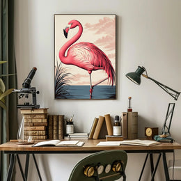 Flamingo Poster Graceful Pink Bird Coastal Wall Art