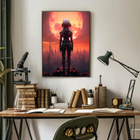 Futuristic Explorer At Sunset Poster PosterGoat