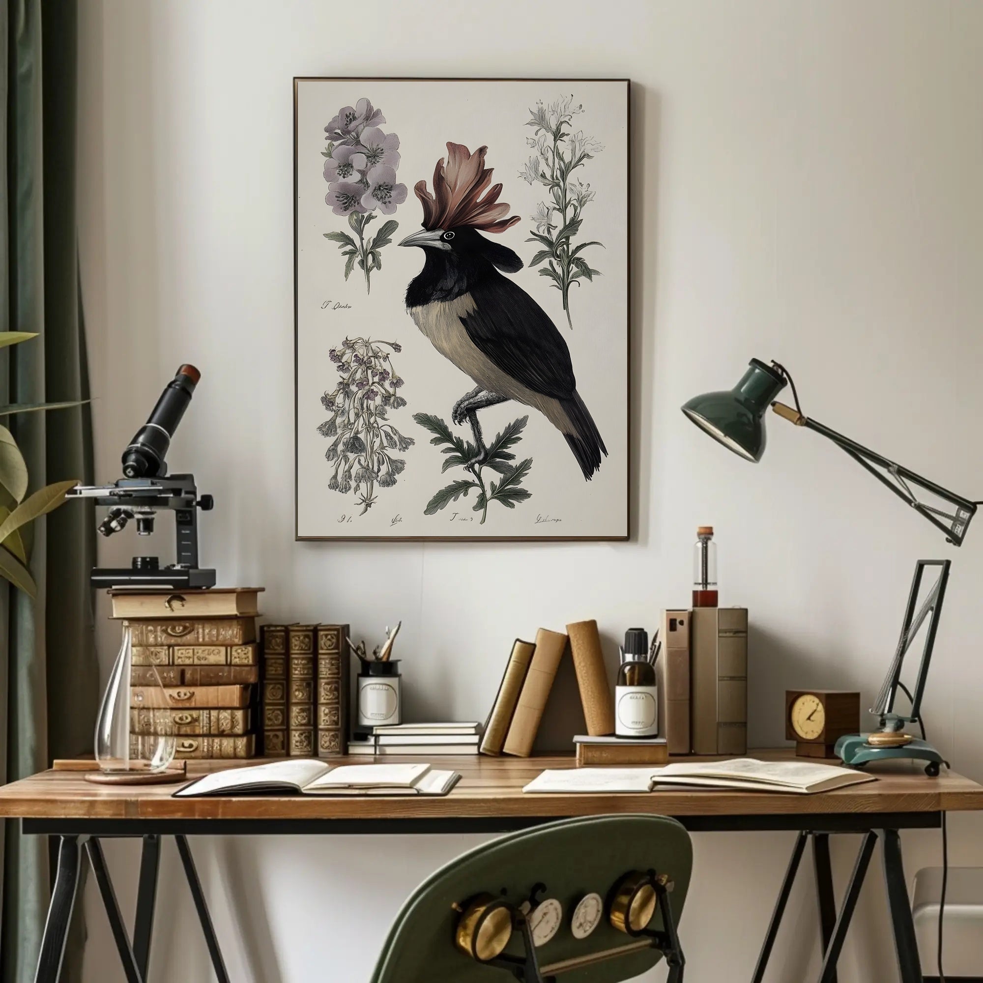 Vintage Botanical Bird Illustration Educational or Infographic Poster PosterGoat