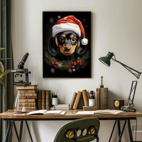 Festive Dog with Santa Hat: Animal Poster