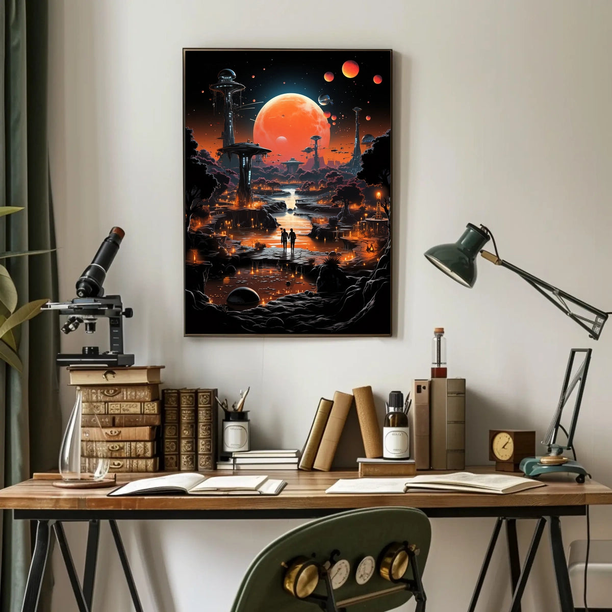 Futuristic Alien Planet Poster: Sci-Fi Landscape in Space