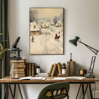 Winter Village Scene Poster