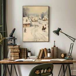 Winter Village Scene Poster