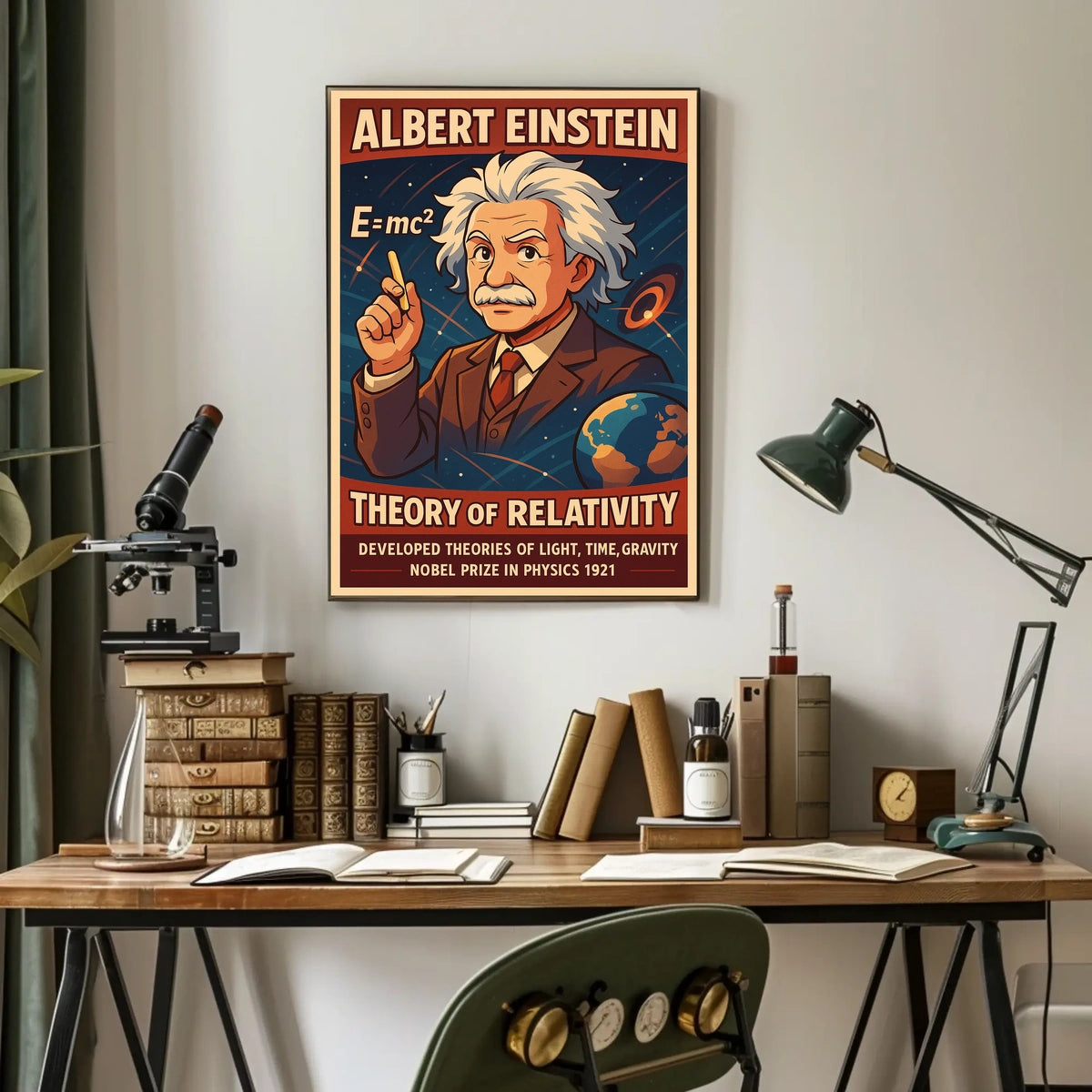 Albert Einstein Relativity Theory Vintage Scenic Poster