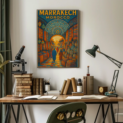 Marrakech Morocco Mosaic Market Scene Poster Poster