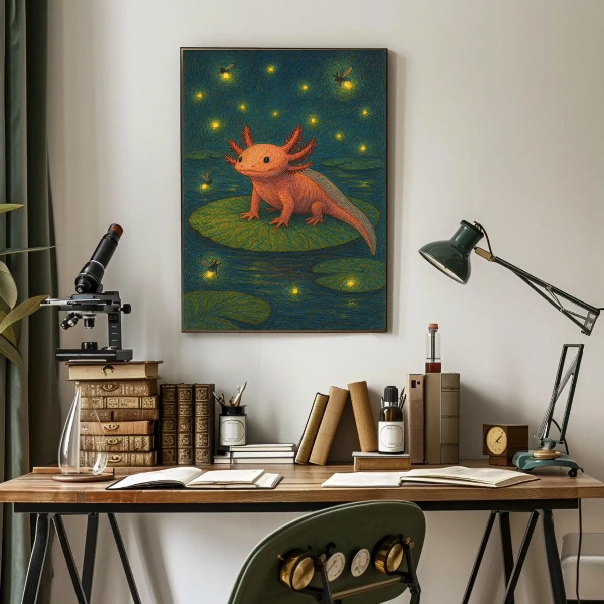 Enchanted Night With Axolotl Poster
