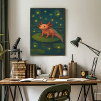 Enchanted Night With Axolotl Poster