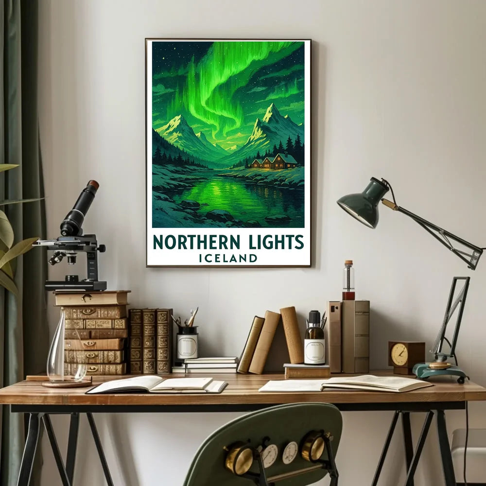 Northern Lights Over Iceland Travel Poster PosterGoat