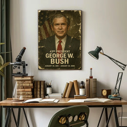 George W. Bush 43rd President of the United States Damaged Photograph Poster