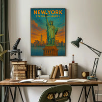 New York Statue of Liberty Poster Abstract Wall Art