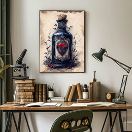 Vintage Glass Bottle Illustration Print - Abstract, Artistic, or Pop Culture Poster