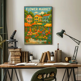 Flower Market In Michigan Poster