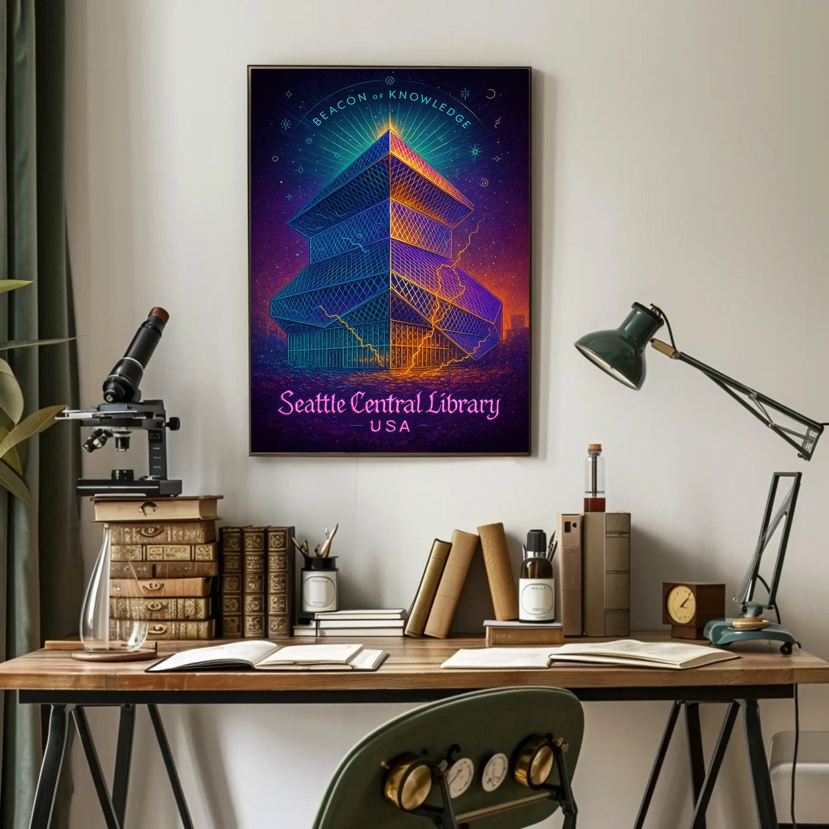 Seattle Central Library Beacon of Knowledge Poster