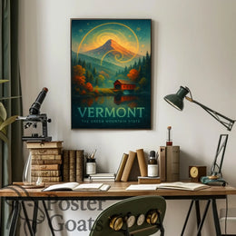 Vermont Autumn Surrealism Travel Poster
