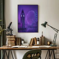London Landmarks Neon Cyberpunk Art Urban or Cityscape Poster